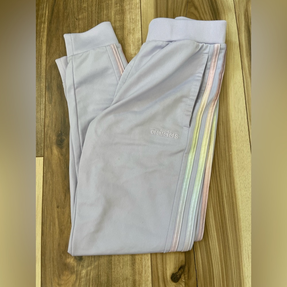 Purple adidas drifit sweatpants